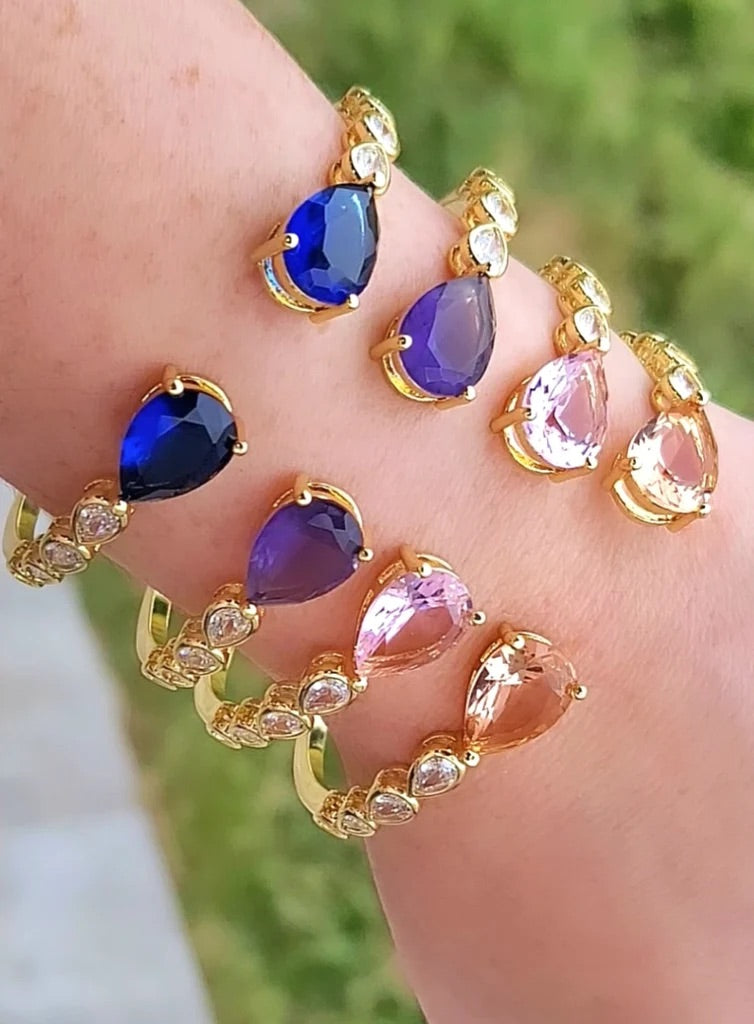 18k real gold plated tear drop bangle bracelets