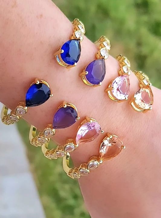 18k real gold plated tear drop bangle bracelets