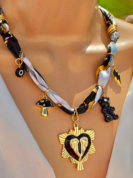 18k gold plated heart with wings scarf charms necklaces Wings