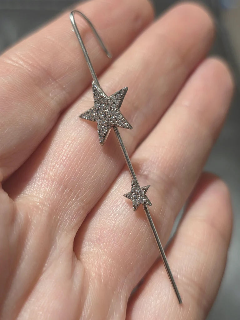 .925 Sterling silver and CZ stars earrings