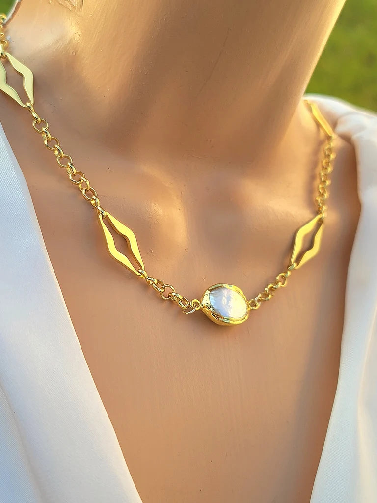 18k real gold plated pearl necklaces