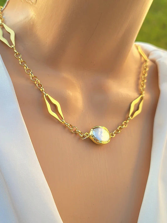 18k real gold plated pearl necklaces