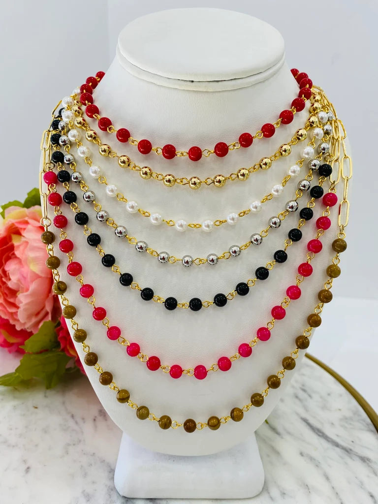 18k real gold plated chain with stones / pearls necklaces