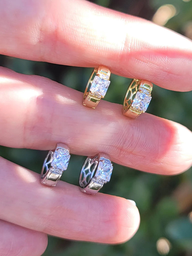 925 Sterling silver hoop and CZ earrings