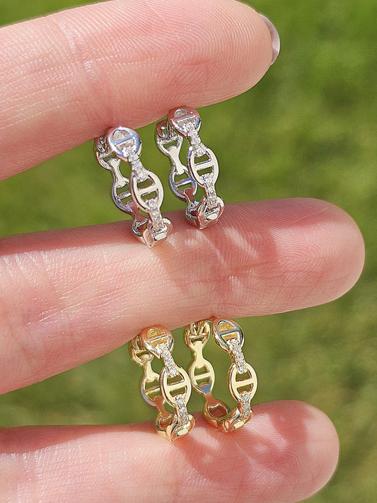 .925 sterling chain hoop earrings