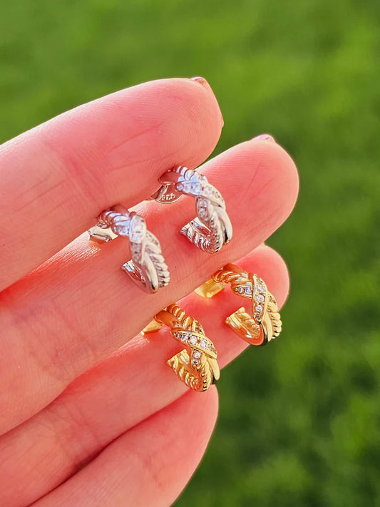 .925 sterling silver cz hoop earrings