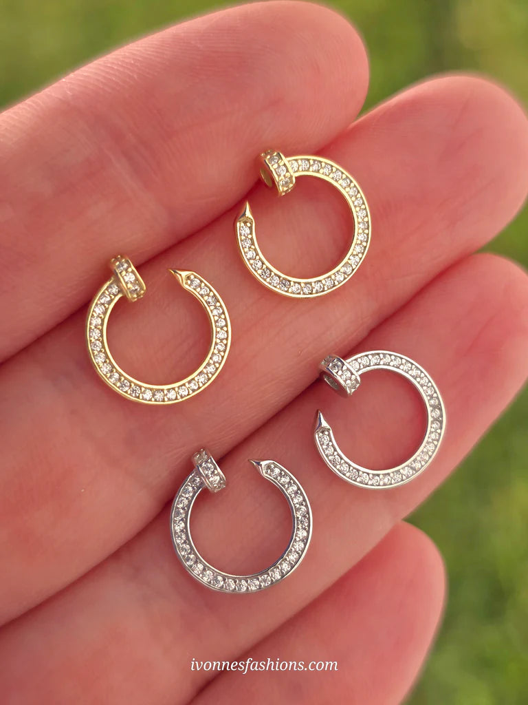 .925 Sterling silver nail stud earrings