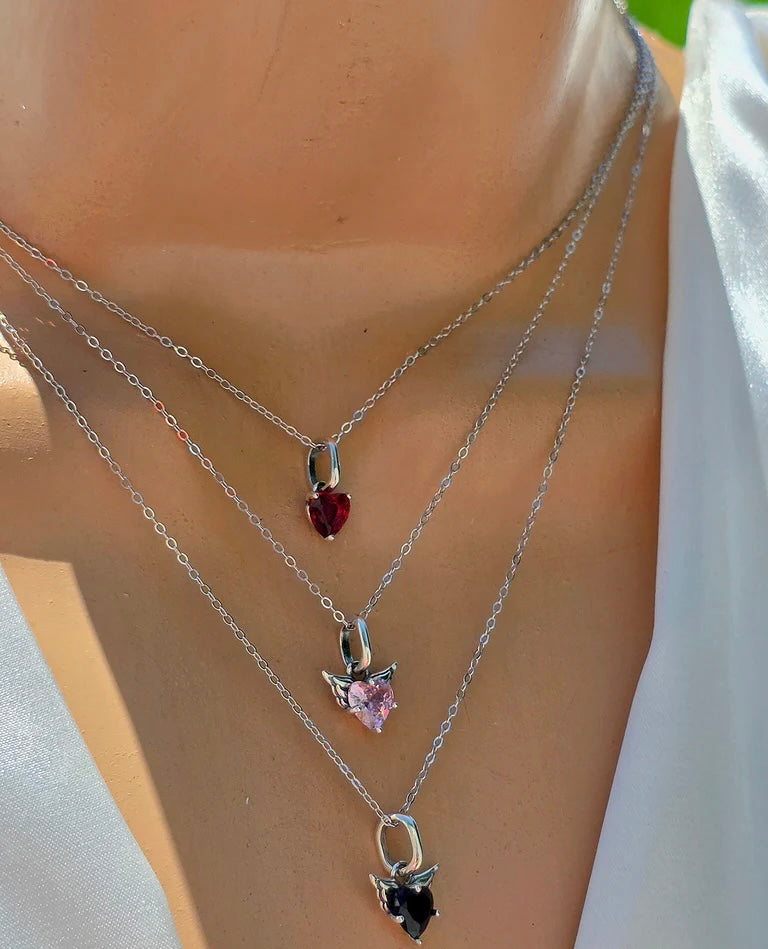 .925 Sterling silver color heart necklace