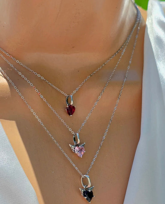 .925 Sterling silver color heart necklace