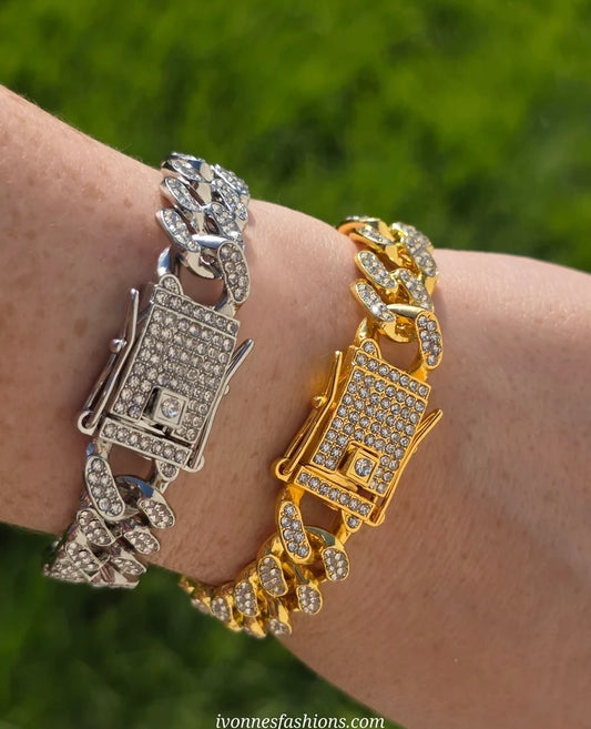 18k gold plated and CZ statement chain bracelet