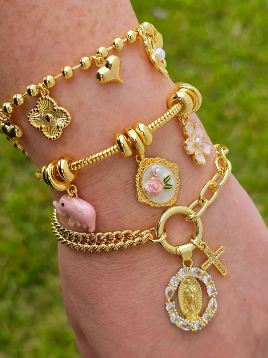 18k plated dangling charms bracelets