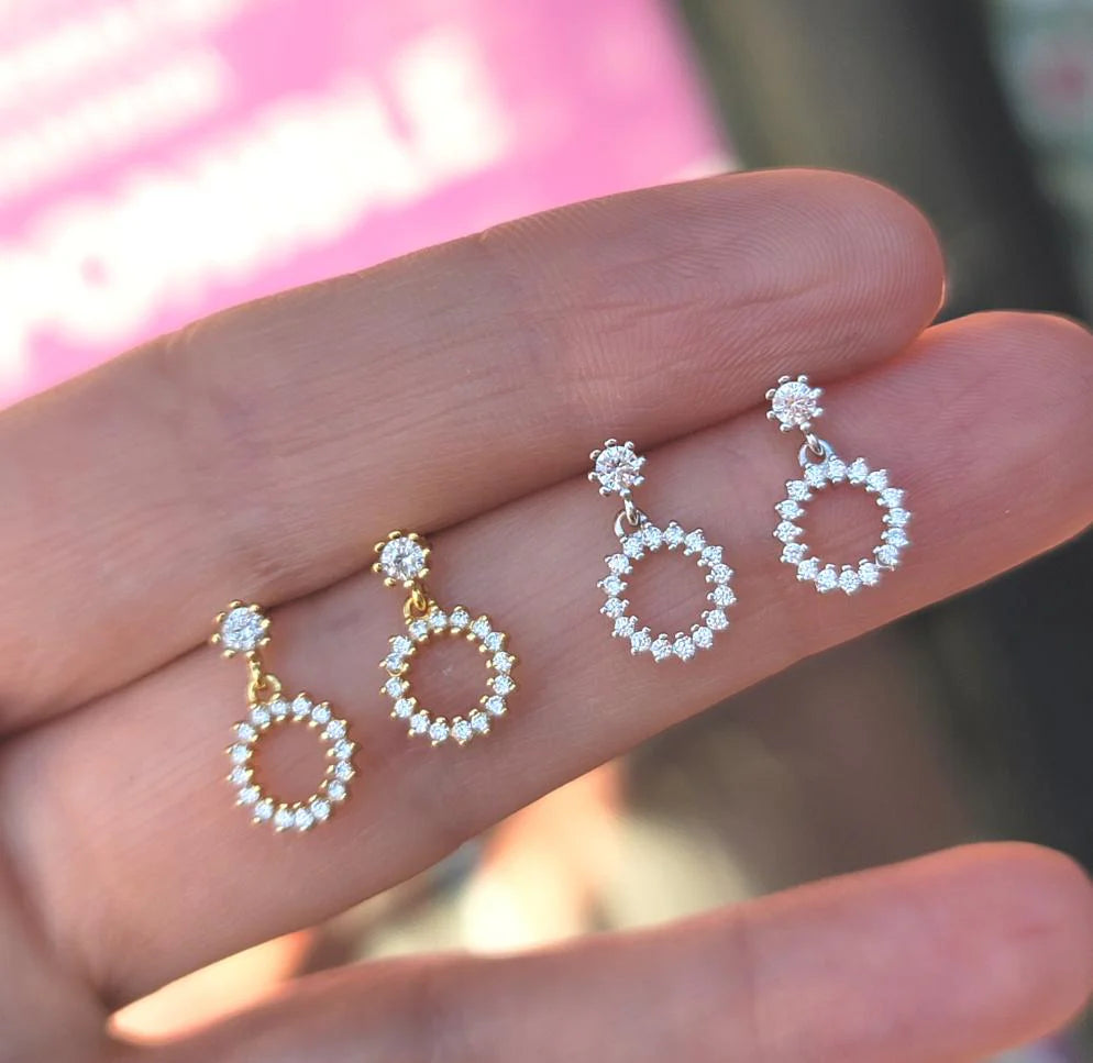 .925 Sterling silver and CZ dangling earrings