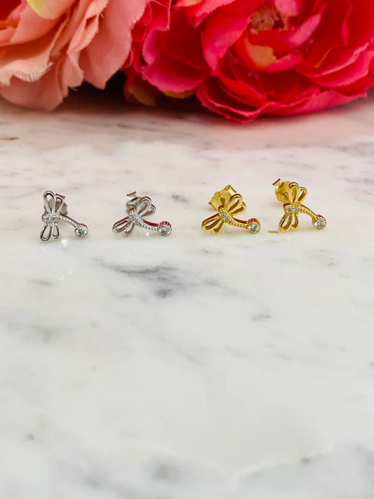 .925 Sterling Silver Dragon-fly Stud Earrings