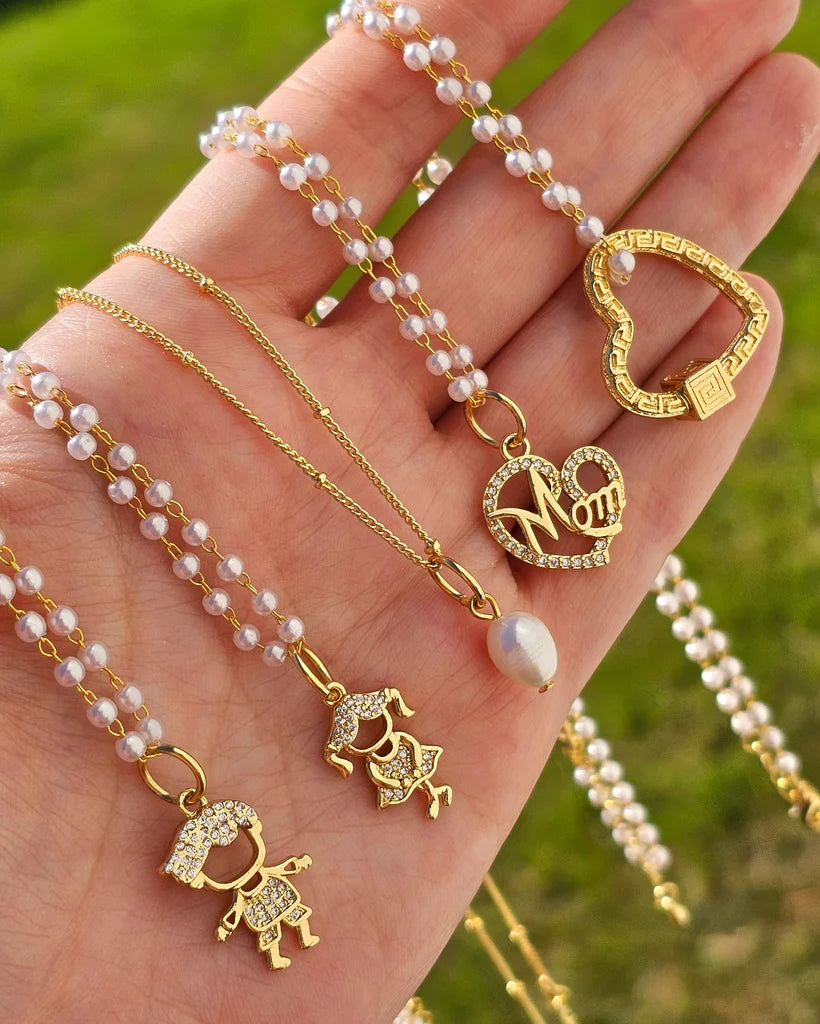 18k real gold plated cz and pearl necklaces
