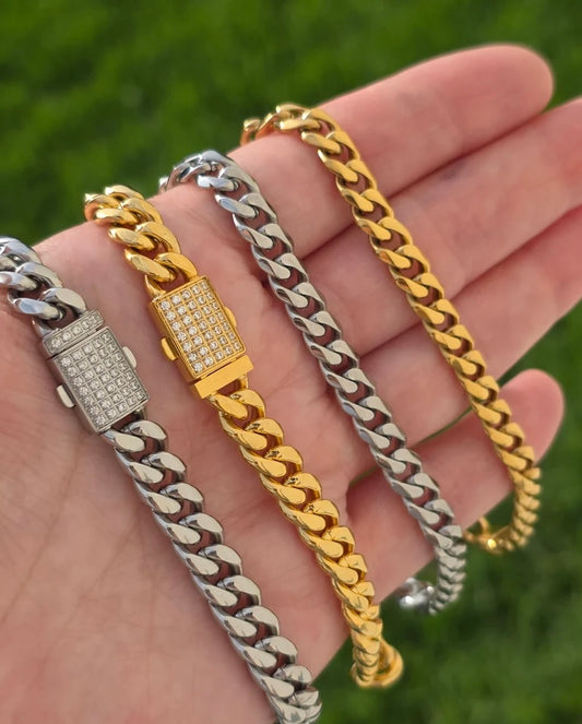 Stainless steel unisex cuban chain inspired bracele