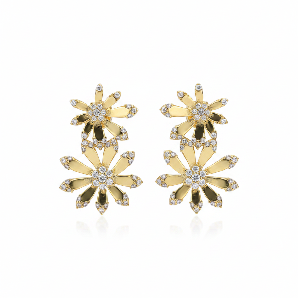 2 flowers earrings - fondo blanco