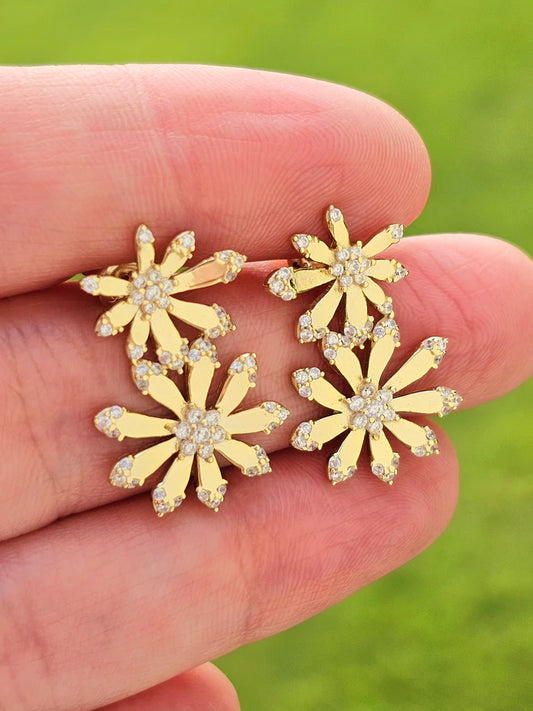 .925 Sterling silver 2 flowers earrings