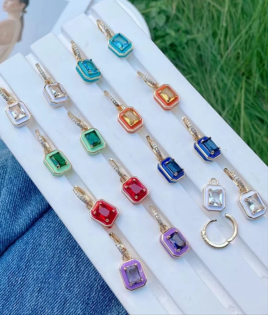 18k real gold plated crystal hoop earrings