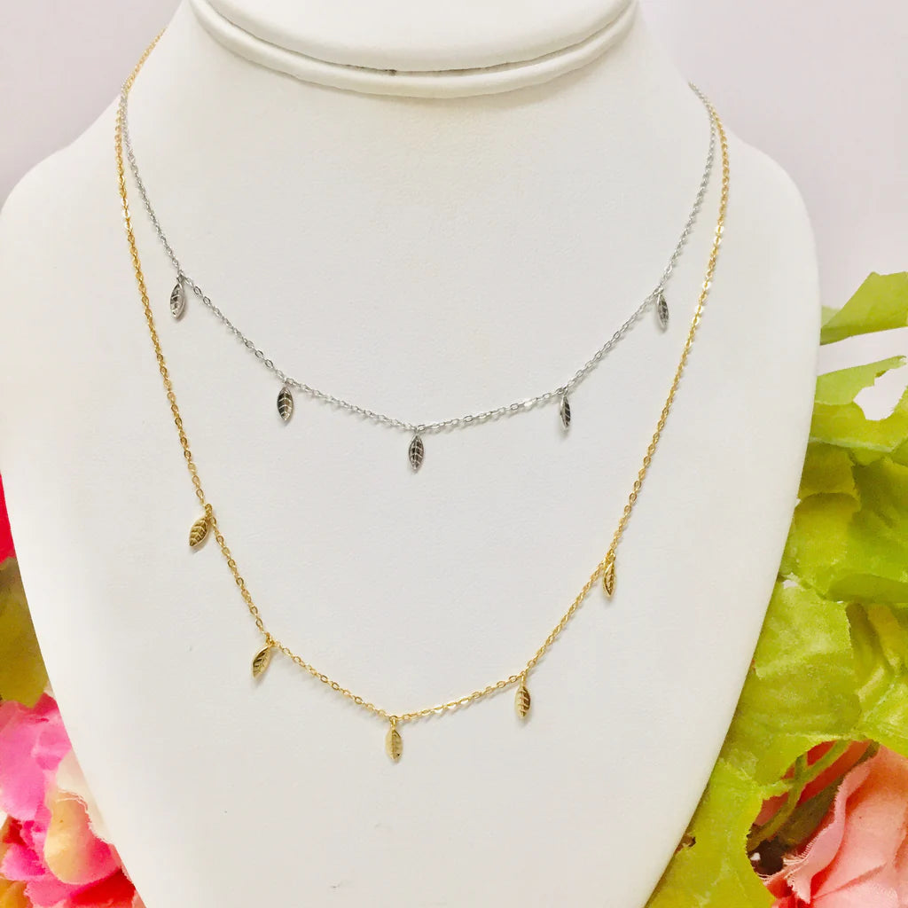 .925 Sterling Silver leaves necklace