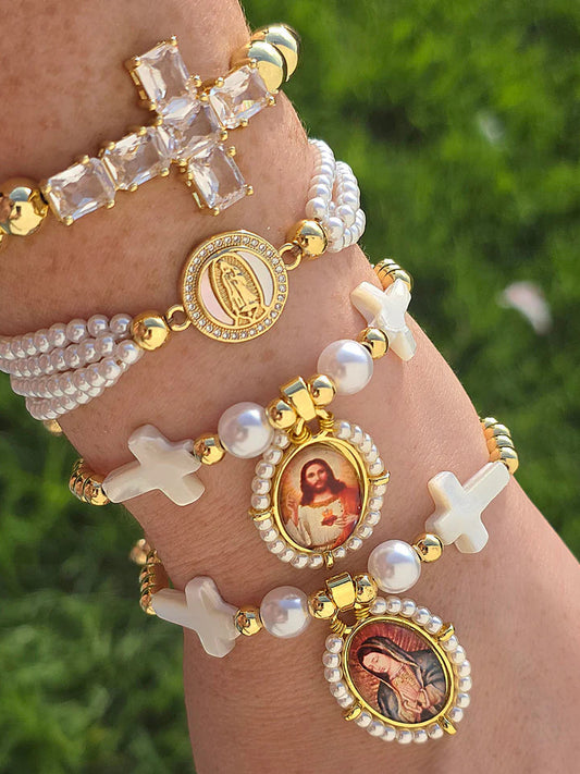 18k gold plated religious adjustable bracelets