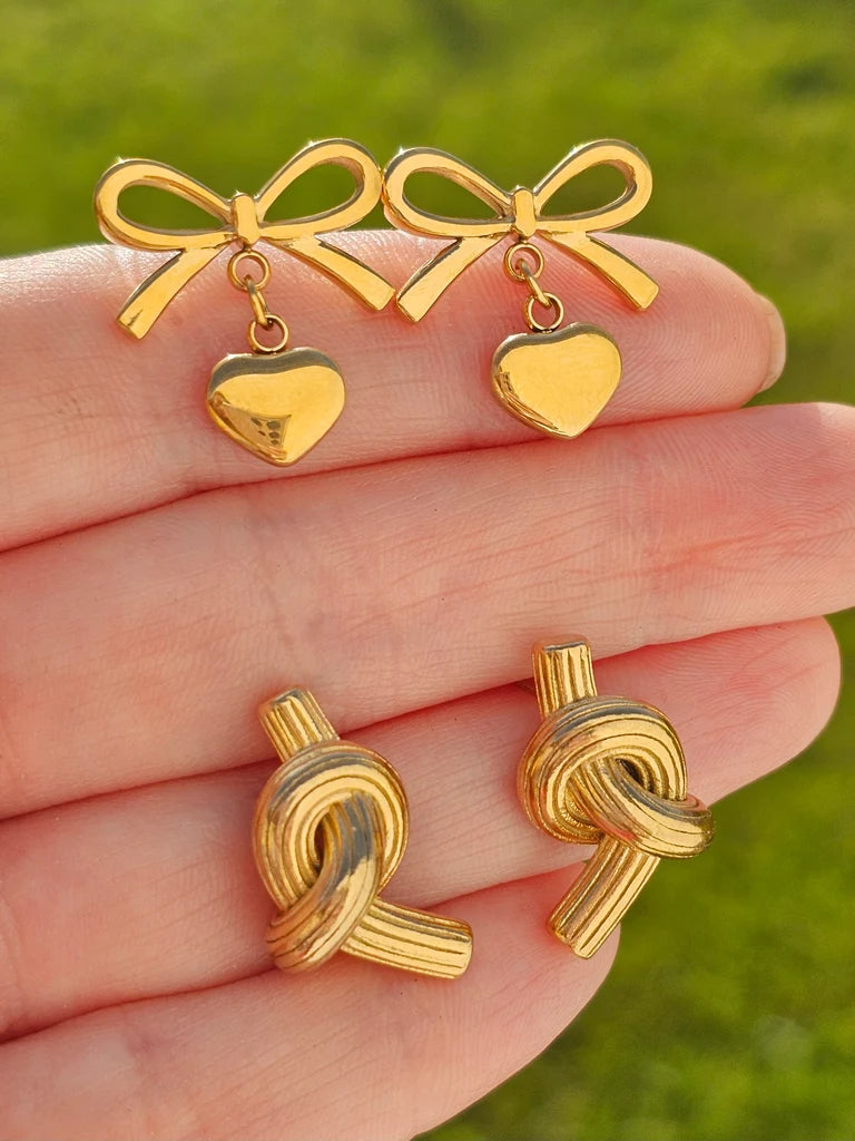 Stainless steel knot and bow earrings