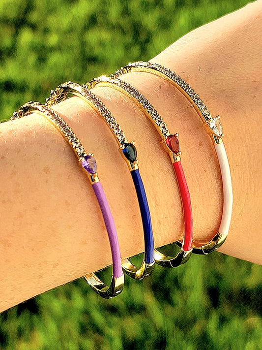 18k real gold plated cz bangle bracelets