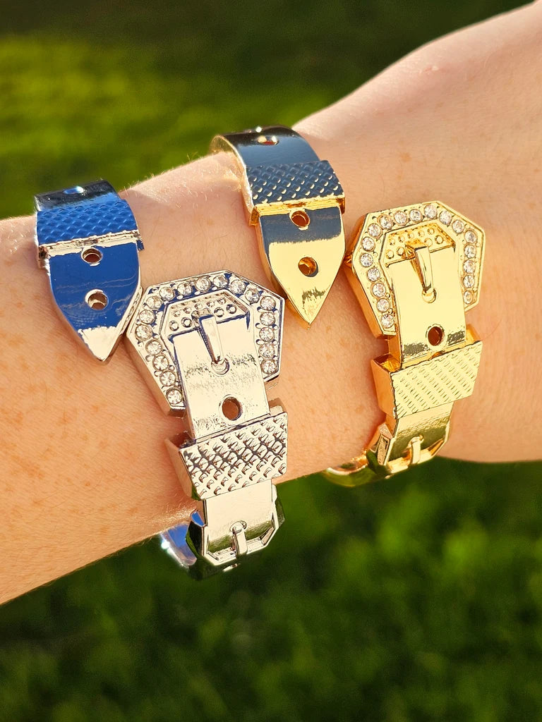 18k gold plated belt bangle bracelet