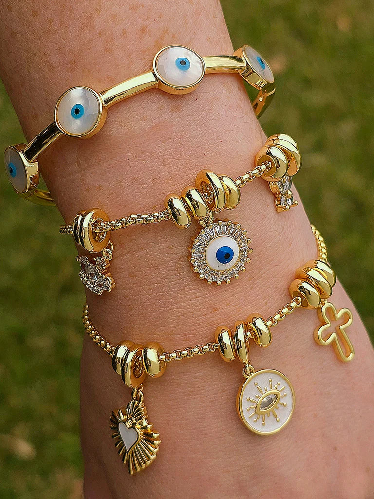 18k gold plated evil eye dangling bracelets