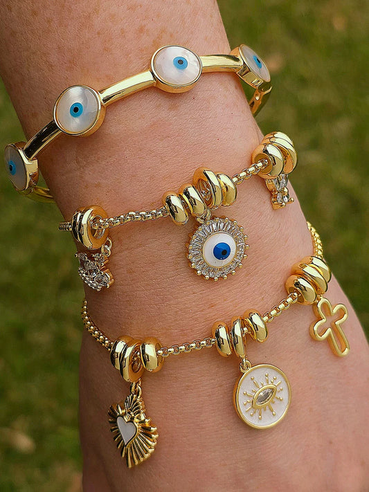 18k gold plated evil eye dangling bracelets