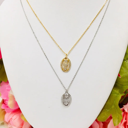 .925 Sterling Silver 3 heart necklace