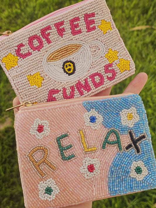 Fashion seed beads coin purse