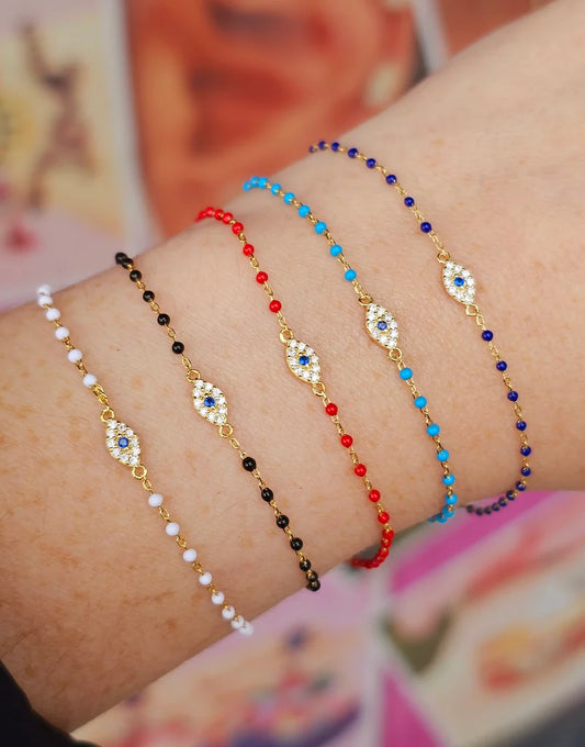 .925 sterling silver and color evil eye bracelets