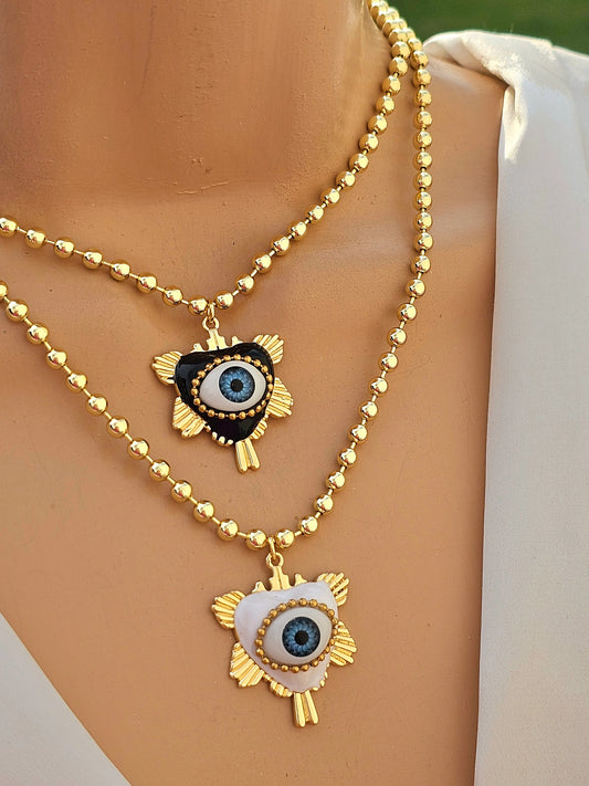 18k gold plated evil eye necklaces