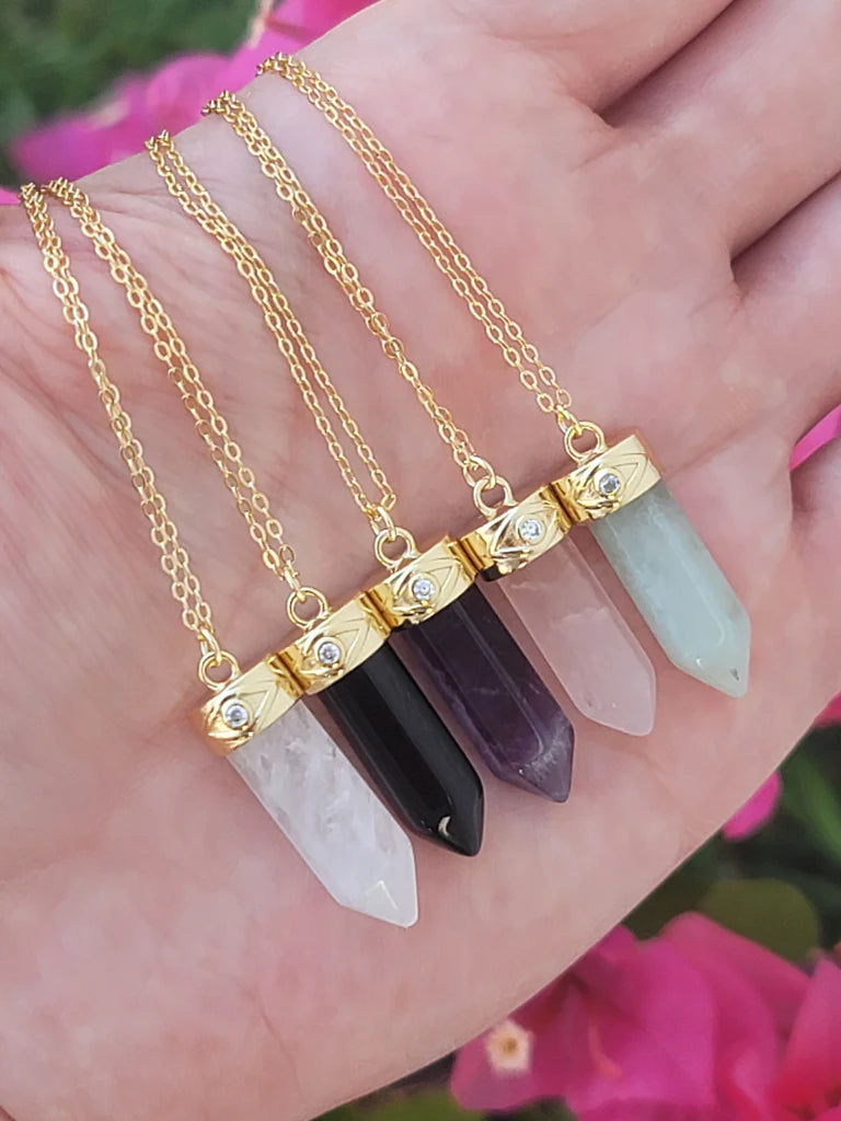 .925 Sterling Silver Quartz stone necklace