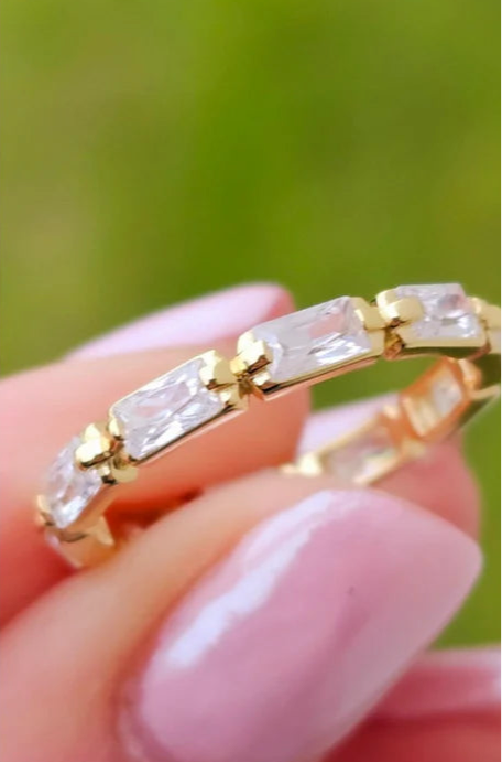 .925 sterling silver baguette CZ rings