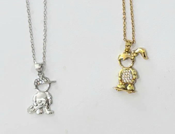 .925 Sterling Silver Boy and Girl Necklace