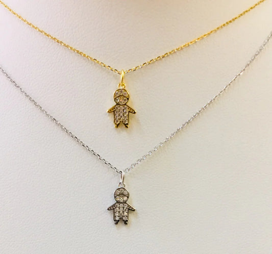 .925 Sterling Silver And Cz Boy Necklace