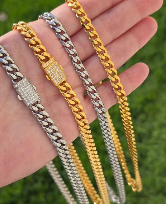 Stainless steel unisex cuban chain inspired necklaces