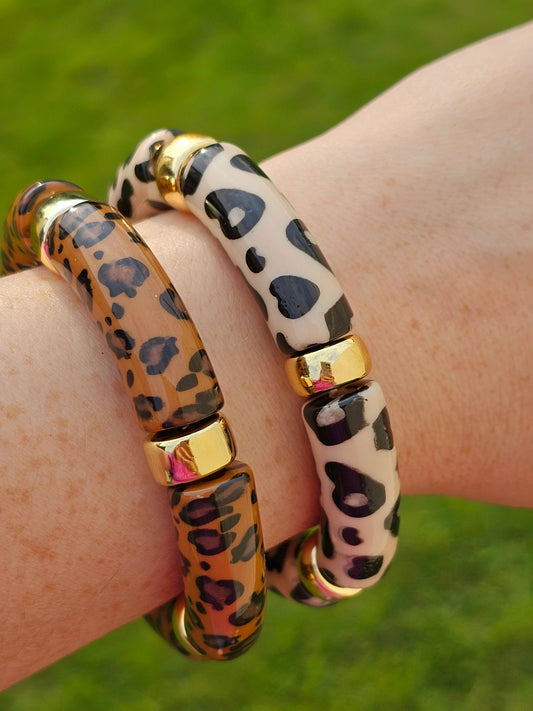 18k gold plated animal print bangle bracelets