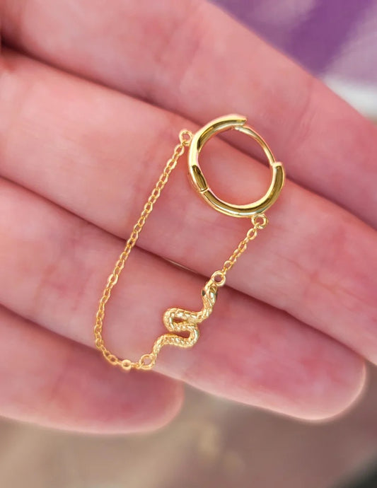 .925 Sterling silver chain with snake hoop earring