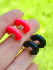 18k real gold plated color enamel hoops