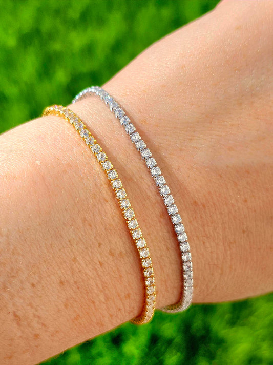 925 Sterling silver tennis CZ adjustable bracelet