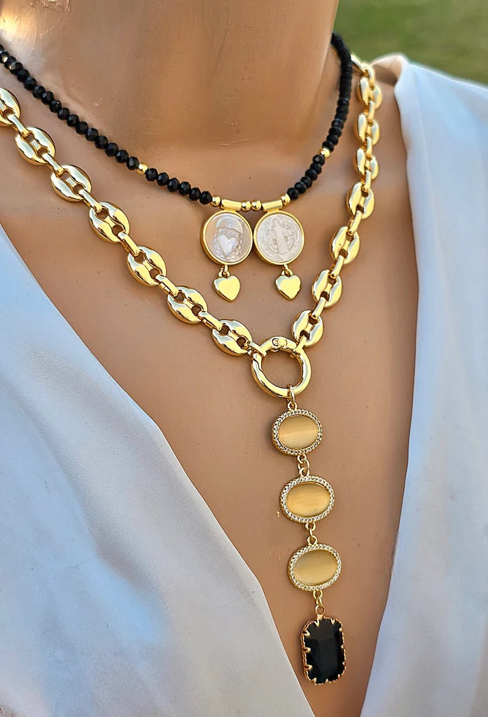 18k gold plated natural stone necklaces