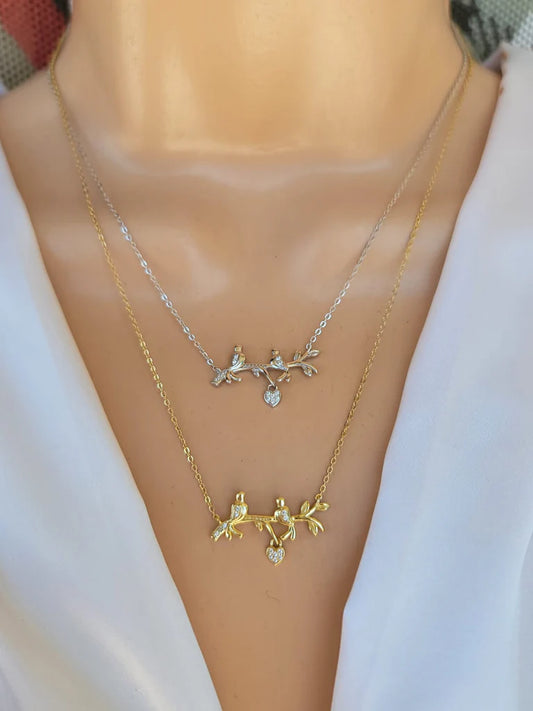 .925 Sterling Silver love dove necklace