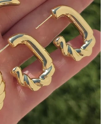 18k gold plated star and braid hoop earrings