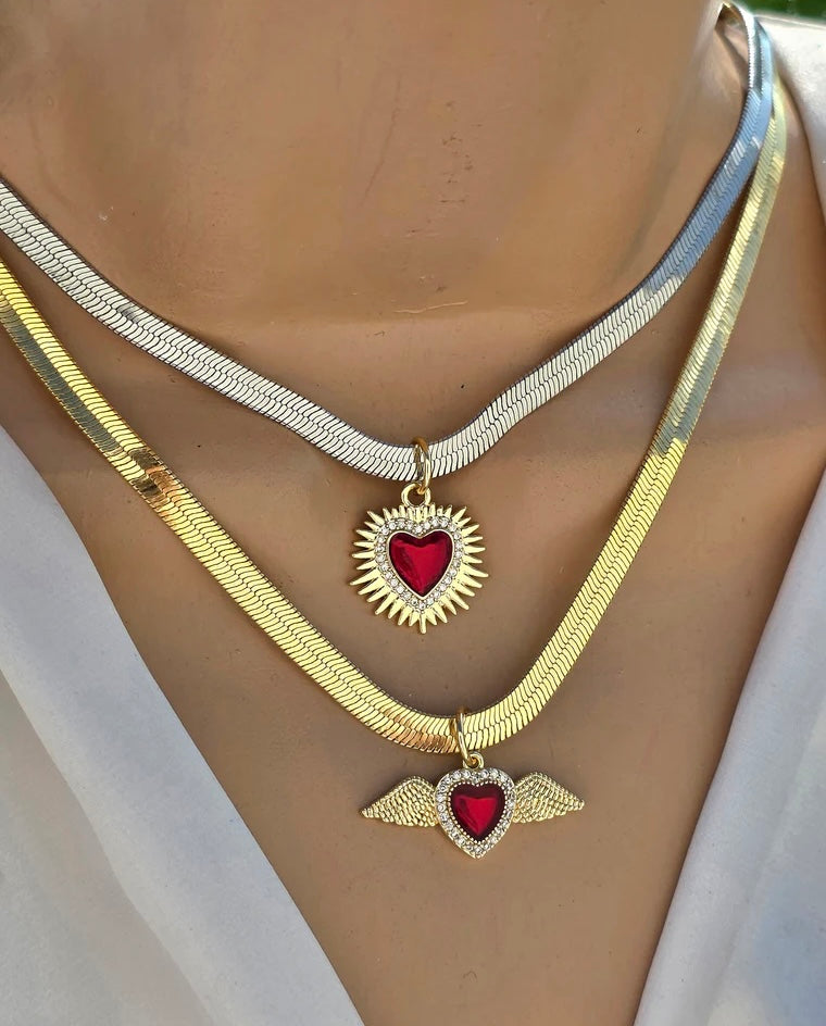 18k gold plated sacred heart necklaces