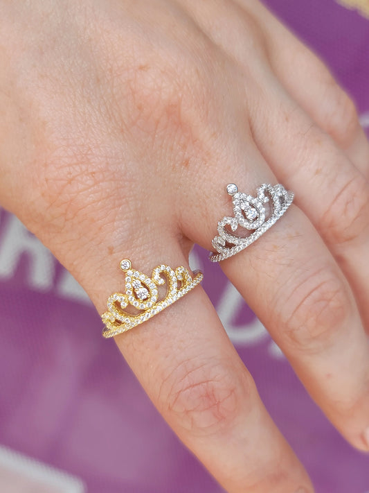 .925 Sterling silver and CZ crown ring