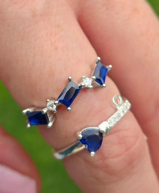 .925 sterling silver blue CZ ring