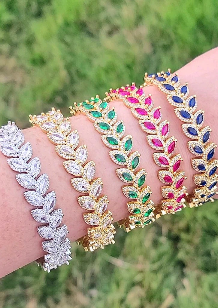 18k real gold plated leaves bangle bracelets