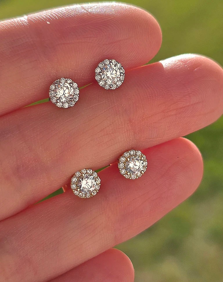 .925 sterling silver circle CZ stud earrings
